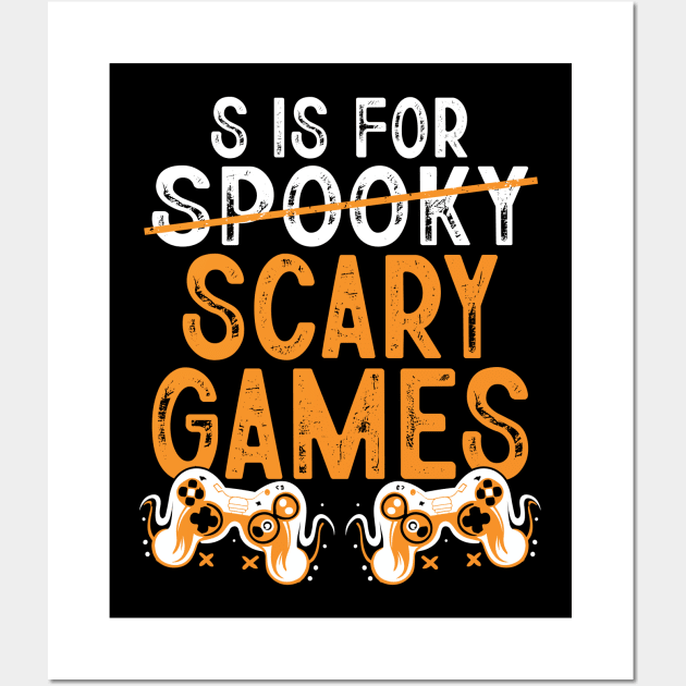 S Is For Spooky Scary Games Funny Halloween Day Gamer Wall Art by MetalHoneyDesigns